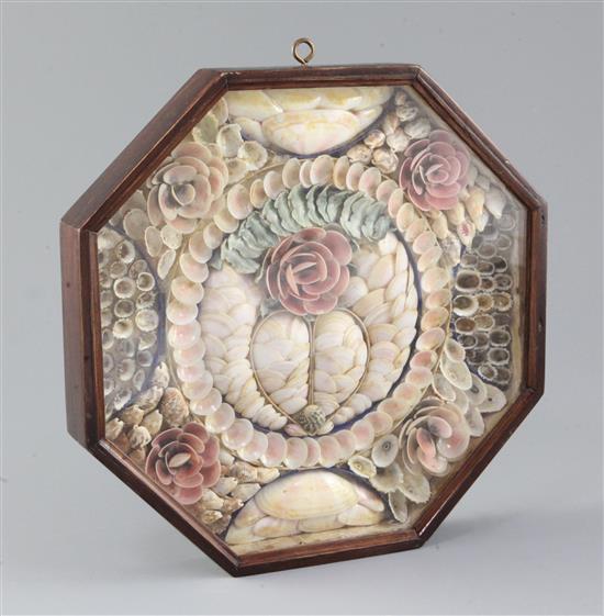 A 19th century sailors shell-work Valentine, 9in.